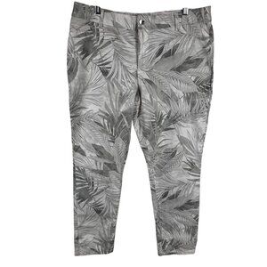 Calvin Klein Size 16 Modern Essentials Gray Leaf Print Pants Casual Comfortable